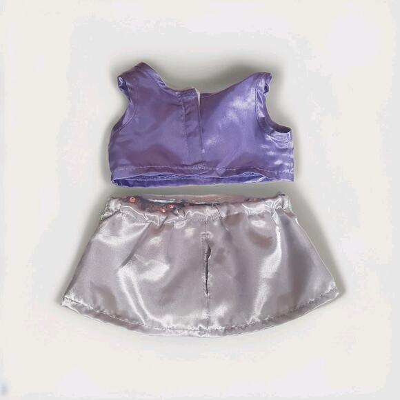 Build a Bear Honey Girls Star Sequin Silver Sequin Skirt Purple Shirt Outfit - Picture 5 of 5